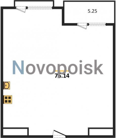 Однокомнатная квартира 76.14 м²
