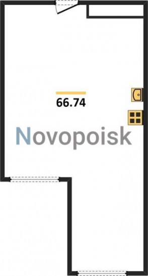 Однокомнатная квартира 66.74 м²