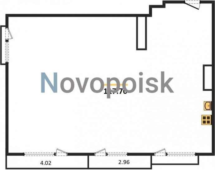 Двухкомнатная квартира 117.7 м²