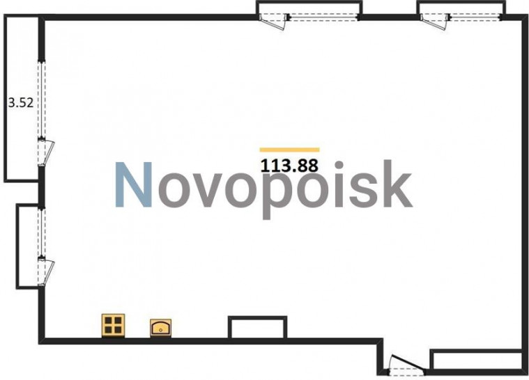 Двухкомнатная квартира 113.88 м²