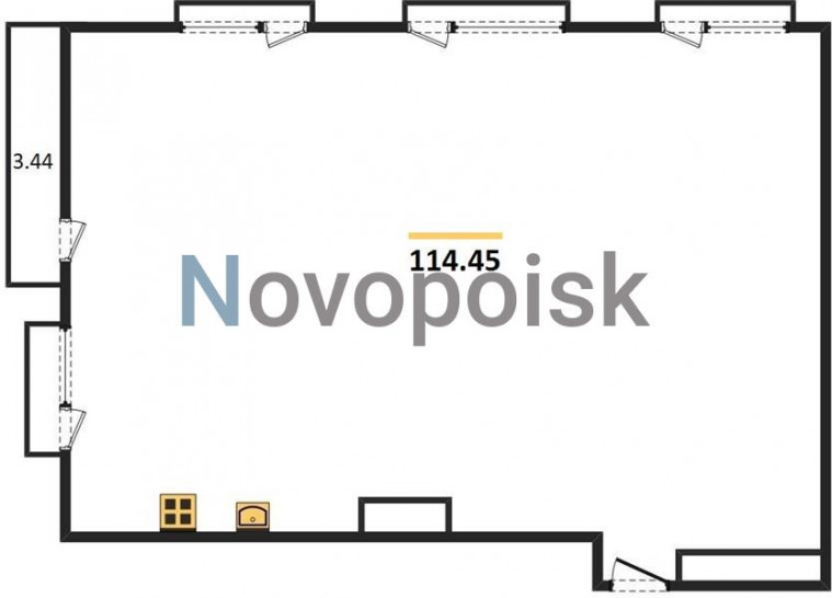 Двухкомнатная квартира 114.45 м²