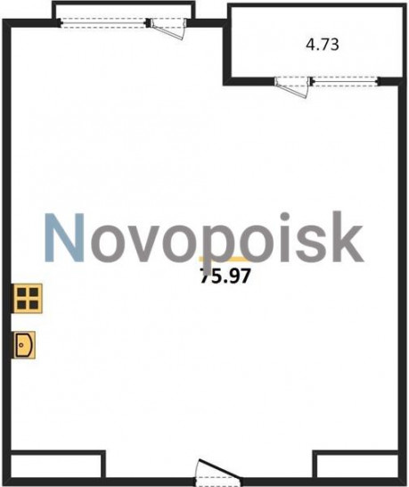 Однокомнатная квартира 75.97 м²
