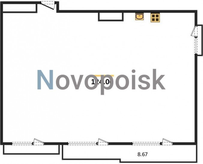 Трёхкомнатная квартира 124.06 м²