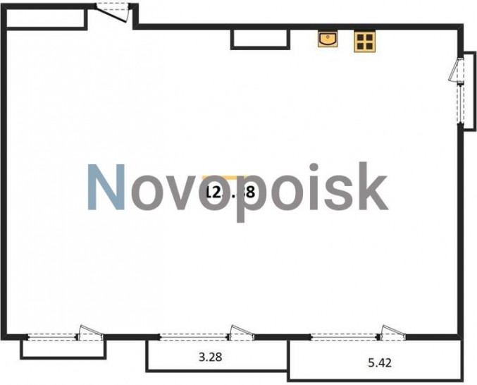 Трёхкомнатная квартира 123.88 м²