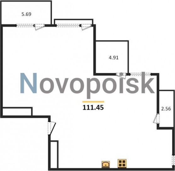 Двухкомнатная квартира 111.45 м²