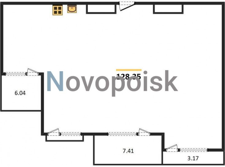 Двухкомнатная квартира 128.35 м²