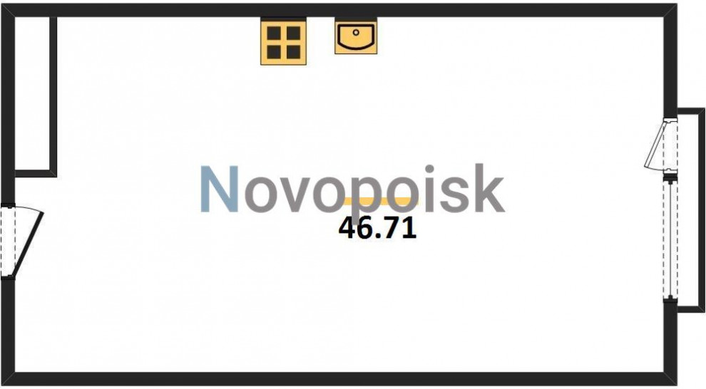 Студия 46.71 м²