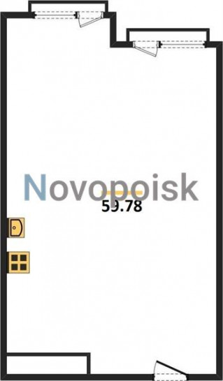 Однокомнатная квартира 59.78 м²
